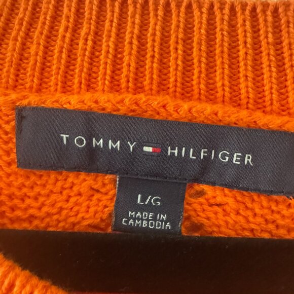 Tommy Hilfiger Women's Cotton Scallop-Stripe Sweater Tank Top sz L Cable Knit - Picture 4 of 11